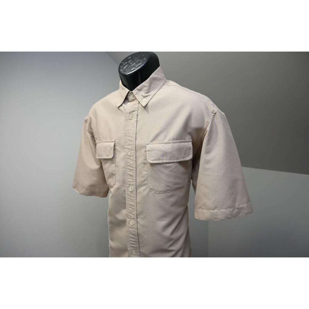 Duluth‎ Trading Co. Vented Fishing Shirt Beige Short Sleeve Camping Mens Medium